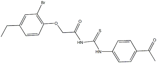 N-(4-acetylphenyl)-N'-[(2-bromo-4-ethylphenoxy)acetyl]thiourea Struktur