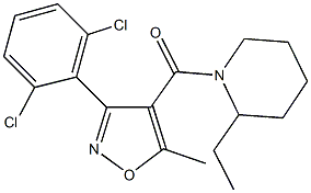 1-{[3-(2,6-dichlorophenyl)-5-methylisoxazol-4-yl]carbonyl}-2-ethylpiperidine Struktur