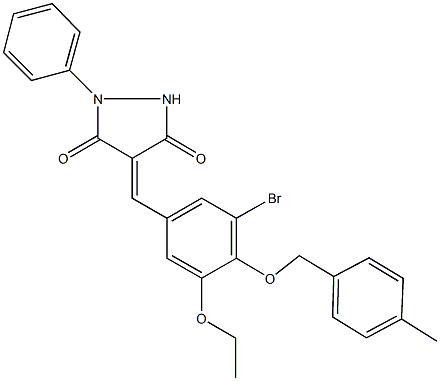 4-{3-bromo-5-ethoxy-4-[(4-methylbenzyl)oxy]benzylidene}-1-phenyl-3,5-pyrazolidinedione Struktur