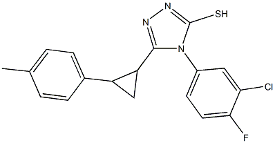 4-(3-chloro-4-fluorophenyl)-5-[2-(4-methylphenyl)cyclopropyl]-4H-1,2,4-triazol-3-yl hydrosulfide Struktur