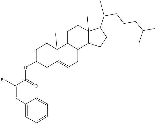 17-(1,5-dimethylhexyl)-10,13-dimethyl-2,3,4,7,8,9,10,11,12,13,14,15,16,17-tetradecahydro-1H-cyclopenta[a]phenanthren-3-yl 2-bromo-3-phenylacrylate Struktur