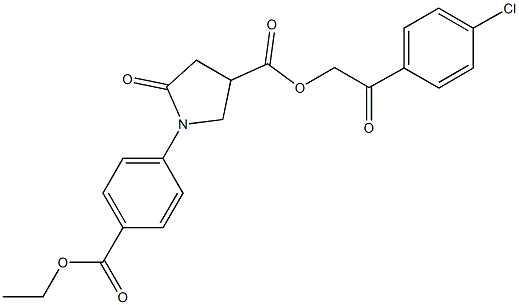 2-(4-chlorophenyl)-2-oxoethyl 1-[4-(ethoxycarbonyl)phenyl]-5-oxo-3-pyrrolidinecarboxylate Struktur