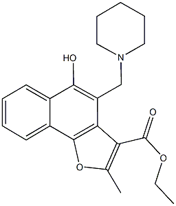 ethyl 5-hydroxy-2-methyl-4-(1-piperidinylmethyl)naphtho[1,2-b]furan-3-carboxylate Struktur