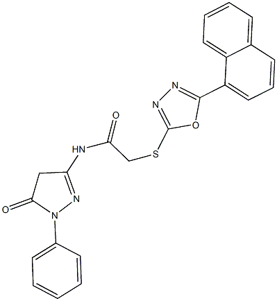 2-{[5-(1-naphthyl)-1,3,4-oxadiazol-2-yl]sulfanyl}-N-(5-oxo-1-phenyl-4,5-dihydro-1H-pyrazol-3-yl)acetamide Struktur