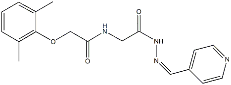 2-(2,6-dimethylphenoxy)-N-{2-oxo-2-[2-(4-pyridinylmethylene)hydrazino]ethyl}acetamide Struktur