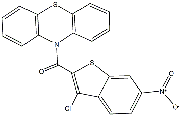 10-({3-chloro-6-nitro-1-benzothien-2-yl}carbonyl)-10H-phenothiazine Struktur