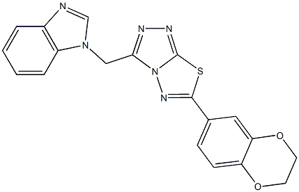 1-{[6-(2,3-dihydro-1,4-benzodioxin-6-yl)[1,2,4]triazolo[3,4-b][1,3,4]thiadiazol-3-yl]methyl}-1H-benzimidazole Struktur