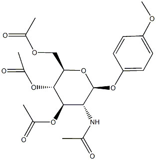 4-methoxyphenyl 3,4,6-tri-O-acetyl-2-(acetylamino)-2-deoxyhexopyranoside Struktur