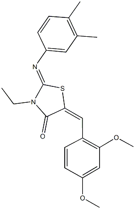 5-(2,4-dimethoxybenzylidene)-2-[(3,4-dimethylphenyl)imino]-3-ethyl-1,3-thiazolidin-4-one Struktur