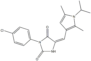 3-(4-chlorophenyl)-5-[(1-isopropyl-2,5-dimethyl-1H-pyrrol-3-yl)methylene]-2,4-imidazolidinedione Struktur