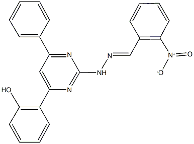 2-nitrobenzaldehyde [4-(2-hydroxyphenyl)-6-phenyl-2-pyrimidinyl]hydrazone Struktur