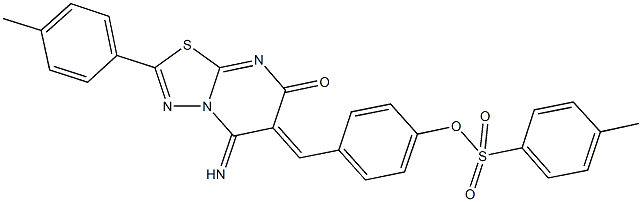 4-[(5-imino-2-(4-methylphenyl)-7-oxo-5H-[1,3,4]thiadiazolo[3,2-a]pyrimidin-6(7H)-ylidene)methyl]phenyl 4-methylbenzenesulfonate Struktur