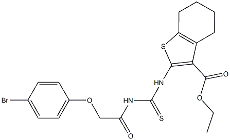 ethyl 2-[({[(4-bromophenoxy)acetyl]amino}carbothioyl)amino]-4,5,6,7-tetrahydro-1-benzothiophene-3-carboxylate Struktur