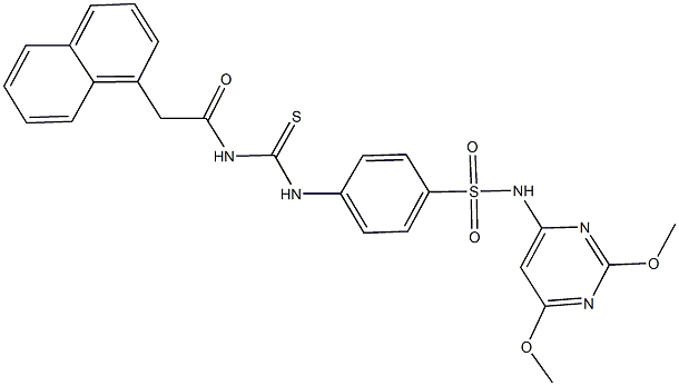 N-(2,6-dimethoxy-4-pyrimidinyl)-4-({[(1-naphthylacetyl)amino]carbothioyl}amino)benzenesulfonamide Struktur