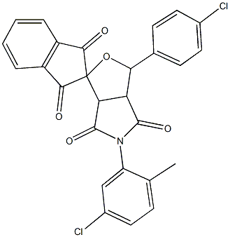 5-(5-chloro-2-methylphenyl)-1-(4-chlorophenyl)dihydro-1',3',4,6(2'H,3H,5H)-tetraoxospiro(1H-furo[3,4-c]pyrrole-3,2'-[1'H]-indene) Struktur