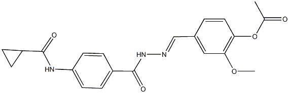 4-(2-{4-[(cyclopropylcarbonyl)amino]benzoyl}carbohydrazonoyl)-2-methoxyphenyl acetate Struktur