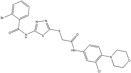 2-bromo-N-[5-({2-[3-chloro-4-(4-morpholinyl)anilino]-2-oxoethyl}sulfanyl)-1,3,4-thiadiazol-2-yl]benzamide Struktur