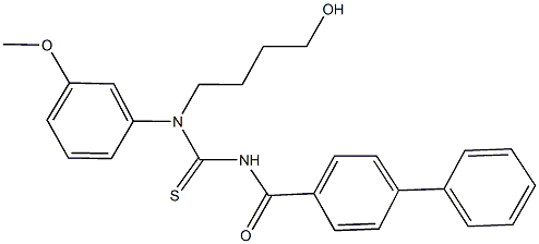 N'-([1,1'-biphenyl]-4-ylcarbonyl)-N-(4-hydroxybutyl)-N-(3-methoxyphenyl)thiourea Struktur