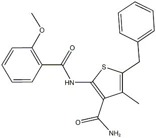 5-benzyl-2-[(2-methoxybenzoyl)amino]-4-methyl-3-thiophenecarboxamide Struktur