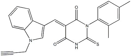 1-(2,4-dimethylphenyl)-5-{[1-(2-propynyl)-1H-indol-3-yl]methylene}-2-thioxodihydro-4,6(1H,5H)-pyrimidinedione Struktur