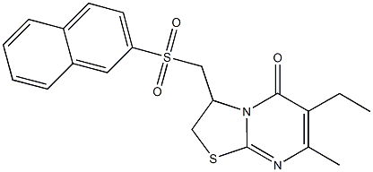 6-ethyl-7-methyl-3-[(2-naphthylsulfonyl)methyl]-2,3-dihydro-5H-[1,3]thiazolo[3,2-a]pyrimidin-5-one Struktur