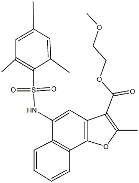 2-methoxyethyl 5-[(mesitylsulfonyl)amino]-2-methylnaphtho[1,2-b]furan-3-carboxylate Struktur