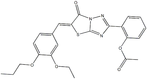 2-[5-(3-ethoxy-4-propoxybenzylidene)-6-oxo-5,6-dihydro[1,3]thiazolo[3,2-b][1,2,4]triazol-2-yl]phenyl acetate Struktur