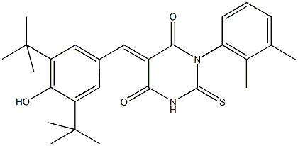 5-(3,5-ditert-butyl-4-hydroxybenzylidene)-1-(2,3-dimethylphenyl)-2-thioxodihydro-4,6(1H,5H)-pyrimidinedione Struktur