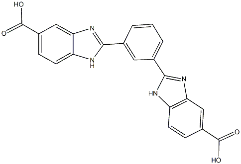 2-[3-(5-carboxy-1H-benzimidazol-2-yl)phenyl]-1H-benzimidazole-5-carboxylic acid Struktur