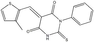 5-[(3-methyl-2-thienyl)methylene]-1-phenyl-2-thioxodihydro-4,6(1H,5H)-pyrimidinedione Struktur