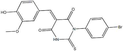 1-(4-bromophenyl)-5-(4-hydroxy-3-methoxybenzylidene)-2-thioxodihydro-4,6(1H,5H)-pyrimidinedione Struktur