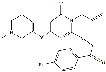 3-allyl-2-{[2-(4-bromophenyl)-2-oxoethyl]sulfanyl}-7-methyl-5,6,7,8-tetrahydropyrido[4',3':4,5]thieno[2,3-d]pyrimidin-4(3H)-one Struktur