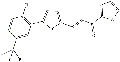 3-{5-[2-chloro-5-(trifluoromethyl)phenyl]-2-furyl}-1-(2-thienyl)-2-propen-1-one Struktur