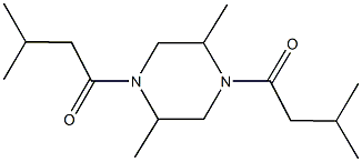 2,5-dimethyl-1,4-bis(3-methylbutanoyl)piperazine Struktur