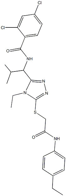 2,4-dichloro-N-[1-(4-ethyl-5-{[2-(4-ethylanilino)-2-oxoethyl]sulfanyl}-4H-1,2,4-triazol-3-yl)-2-methylpropyl]benzamide Struktur