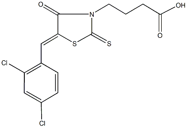 4-[5-(2,4-dichlorobenzylidene)-4-oxo-2-thioxo-1,3-thiazolidin-3-yl]butanoic acid Struktur