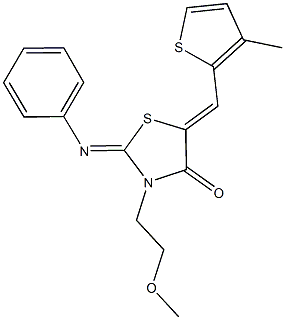 3-(2-methoxyethyl)-5-[(3-methyl-2-thienyl)methylene]-2-(phenylimino)-1,3-thiazolidin-4-one Struktur