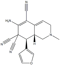 6-amino-8-(3-furyl)-2-methyl-2,3,8,8a-tetrahydro-5,7,7(1H)-isoquinolinetricarbonitrile Struktur