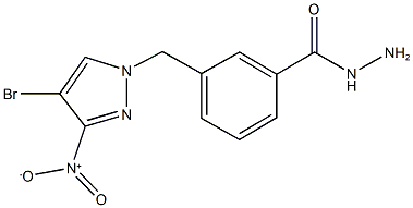 3-({4-bromo-3-nitro-1H-pyrazol-1-yl}methyl)benzohydrazide Struktur