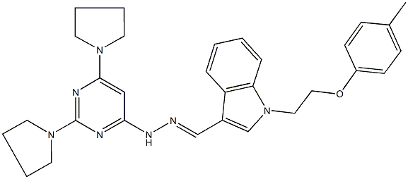 1-[2-(4-methylphenoxy)ethyl]-1H-indole-3-carbaldehyde (2,6-dipyrrolidin-1-ylpyrimidin-4-yl)hydrazone Struktur