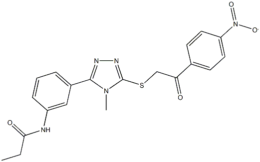 N-(3-{5-[(2-{4-nitrophenyl}-2-oxoethyl)sulfanyl]-4-methyl-4H-1,2,4-triazol-3-yl}phenyl)propanamide Struktur