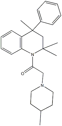 2,2,4-trimethyl-1-[(4-methyl-1-piperidinyl)acetyl]-4-phenyl-1,2,3,4-tetrahydroquinoline Struktur