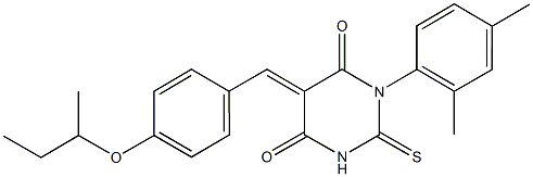 5-(4-sec-butoxybenzylidene)-1-(2,4-dimethylphenyl)-2-thioxodihydro-4,6(1H,5H)-pyrimidinedione Struktur