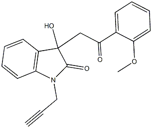 3-hydroxy-3-[2-(2-methoxyphenyl)-2-oxoethyl]-1-(2-propynyl)-1,3-dihydro-2H-indol-2-one Struktur