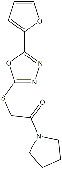 5-(2-furyl)-1,3,4-oxadiazol-2-yl2-oxo-2-(1-pyrrolidinyl)ethylsulfide Struktur