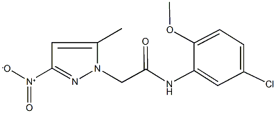 N-(5-chloro-2-methoxyphenyl)-2-{3-nitro-5-methyl-1H-pyrazol-1-yl}acetamide Struktur