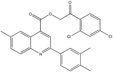 2-(2,4-dichlorophenyl)-2-oxoethyl 2-(3,4-dimethylphenyl)-6-methyl-4-quinolinecarboxylate Struktur