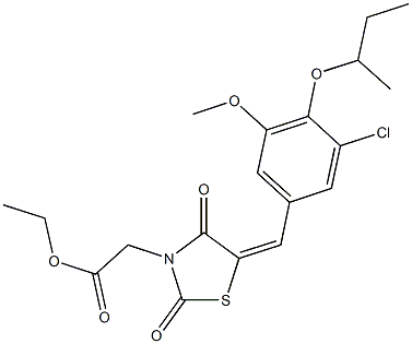 ethyl [5-(4-sec-butoxy-3-chloro-5-methoxybenzylidene)-2,4-dioxo-1,3-thiazolidin-3-yl]acetate Struktur