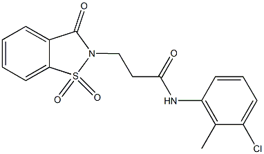 N-(3-chloro-2-methylphenyl)-3-(1,1-dioxido-3-oxo-1,2-benzisothiazol-2(3H)-yl)propanamide Struktur