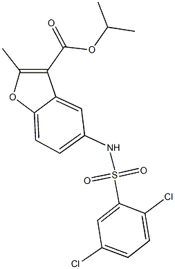 isopropyl 5-{[(2,5-dichlorophenyl)sulfonyl]amino}-2-methyl-1-benzofuran-3-carboxylate Struktur